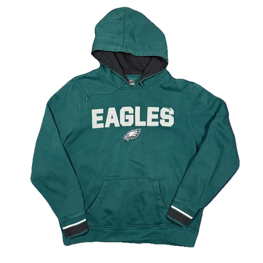 Vintage Y2K Majestic NFL Philadelphia Eagles Football Green Hoodie Size Large